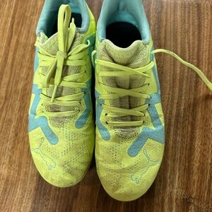 Puma Kids Neon Yellow and Aqua Soccer Cleats